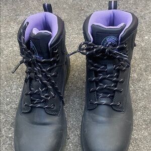 Brahma Women's Black and Lavender Combat Boots